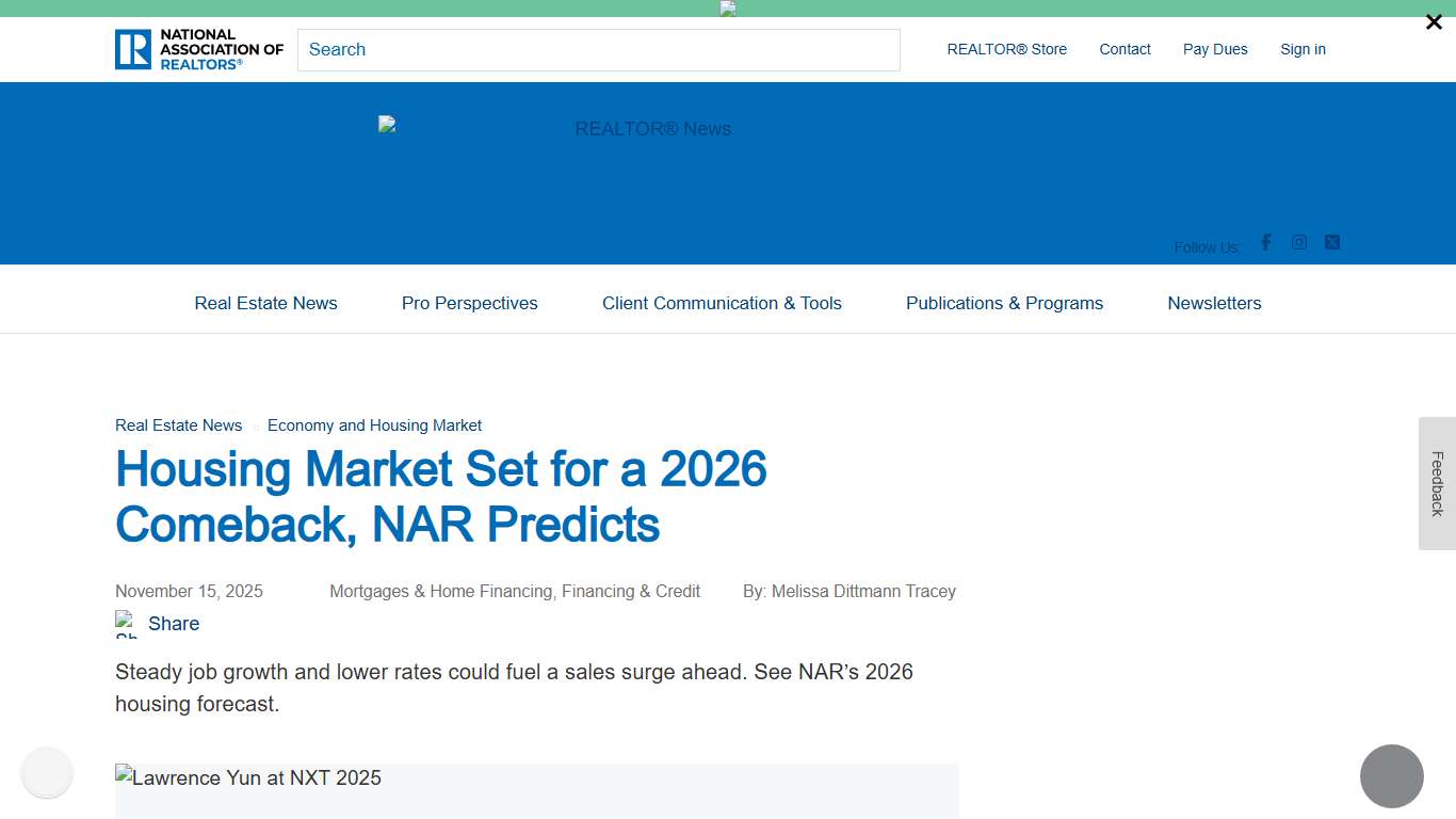 Housing Market Set for a 2026 Comeback, NAR Predicts